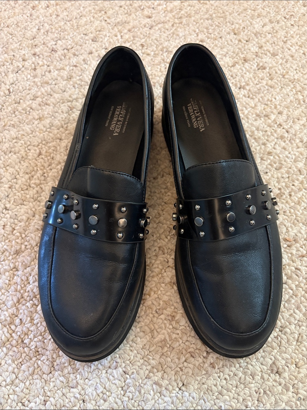 Vera Wang Studded Black Loafers